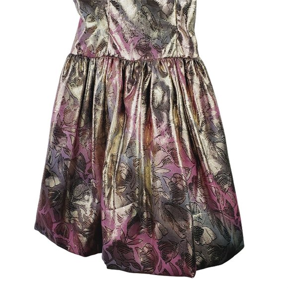 Vtg 1980's Jessica McClintock Gunne Sax Floral Foil Strappy Party Dress Sz 7/8 - Picture 7 of 12